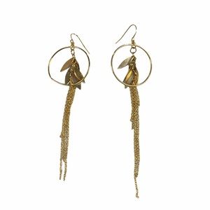 Gold Tone Circle Dangle Chain Earrings